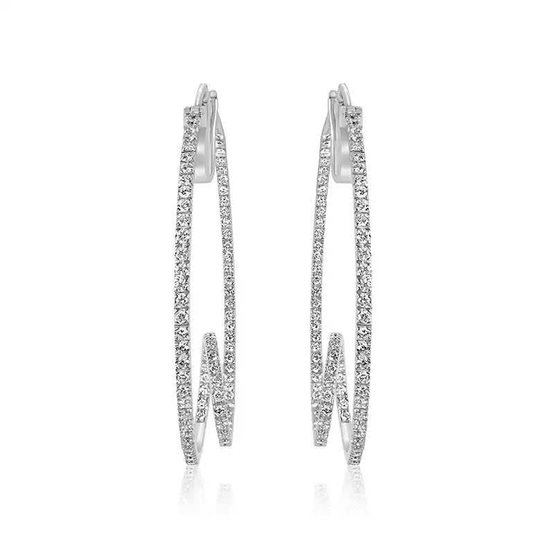 Spiral twist Diamond Hoops in 18K White Gold